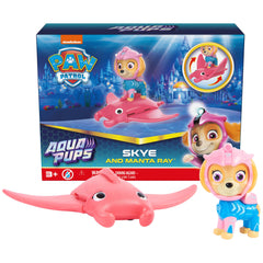 PAW Patrol Aqua Pups Skye figure in pink wetsuit ready for underwater rescues.