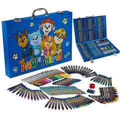 Paw Patrol carrying case with handle keeps art supplies organized.