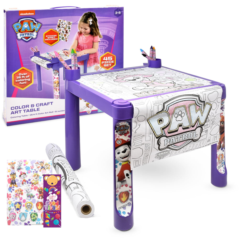 Paw Patrol coloring art table in purple sparks imaginative coloring sessions.