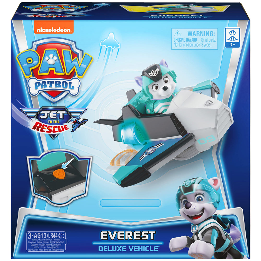 Paw Patrol Everest deluxe vehicle lights and sounds activate for authentic play.
