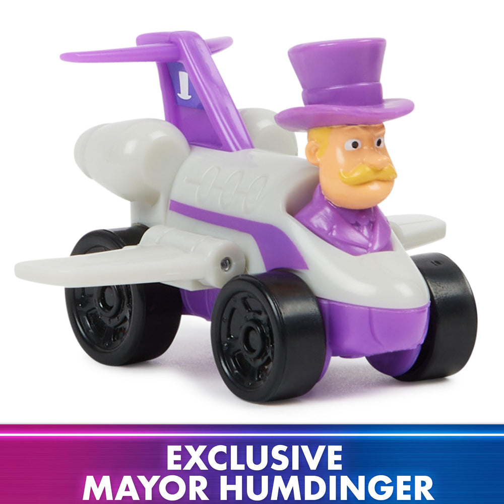 Exclusive Mayor Humdinger race car from PAW Patrol Mighty Movie set for collectability