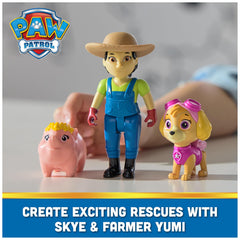 Paw Patrol Farmer Yumi figure close-up supports pretend farming adventures.