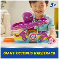 PAW Patrol giant octopus on track image emphasizing action-packed racing