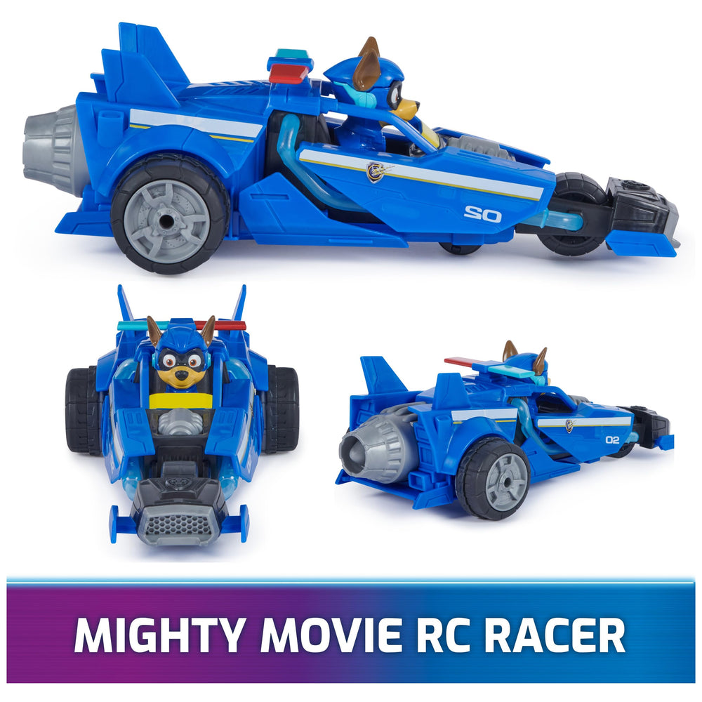 Chase-themed RC car side view with authentic movie styling for pretend play