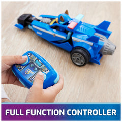 Top view shows two-button remote for simple, kid-friendly control