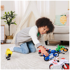 Deluxe vehicle close-up shows authentic graphics and large wheels for smooth rolling.