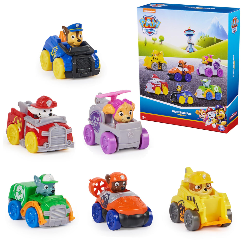 Paw Patrol Pup Squad Racer Chase toy car for on-the-go play and rescue-inspired adventures.
