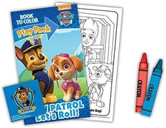 Paw Patrol stickers and coloring book for creative party activities.