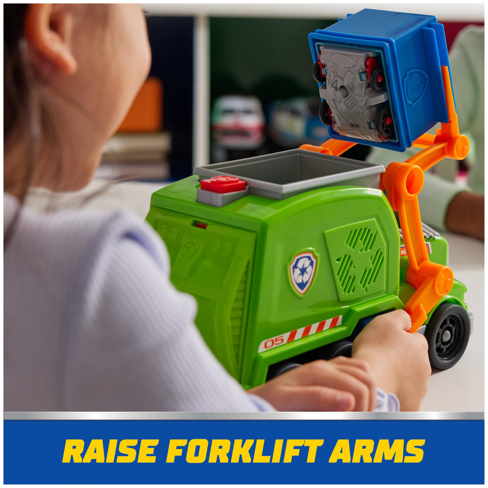 Truck transform sequence revealing a mini vehicle for Rocky to ride.