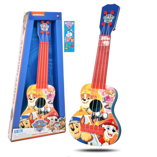 Paw Patrol ukulele front view designed for small hands and beginner play.