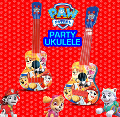 Paw Patrol ukulele packaging highlights safety and non-toxic materials.