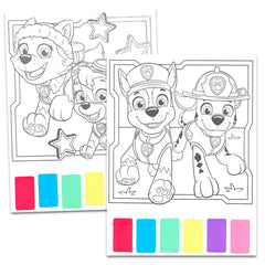Paw Patrol watercolor book pages showcase vibrant paints for quick, mess-free practice