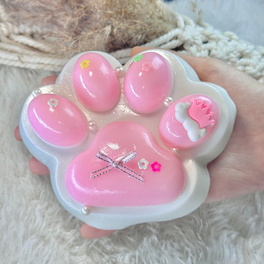 Pawfect Tail Big Taba Squishy Paw 5-inch pink and white squishy toy for stress relief