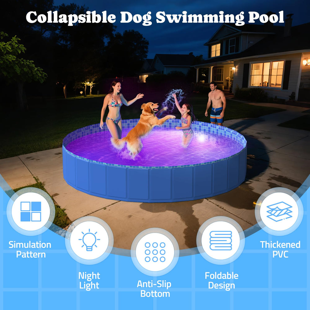 Pawtners 79-inch pool fits small to large dogs for play.
