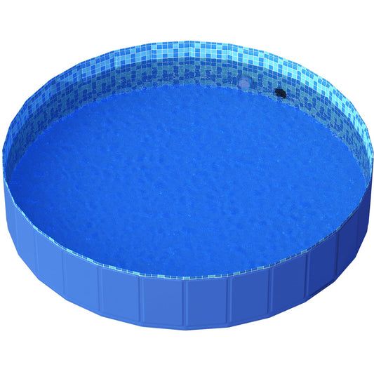 Pawtners foldable dog pool with RGB LED glow for cooling outdoors.