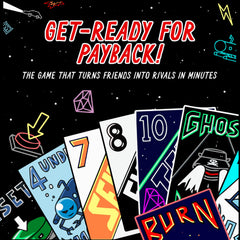 PAYBACK cards during play highlighting betrayals and comeback strategy.