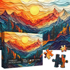 Pazzocenter sunset mountain puzzle with vibrant colors to energize solving