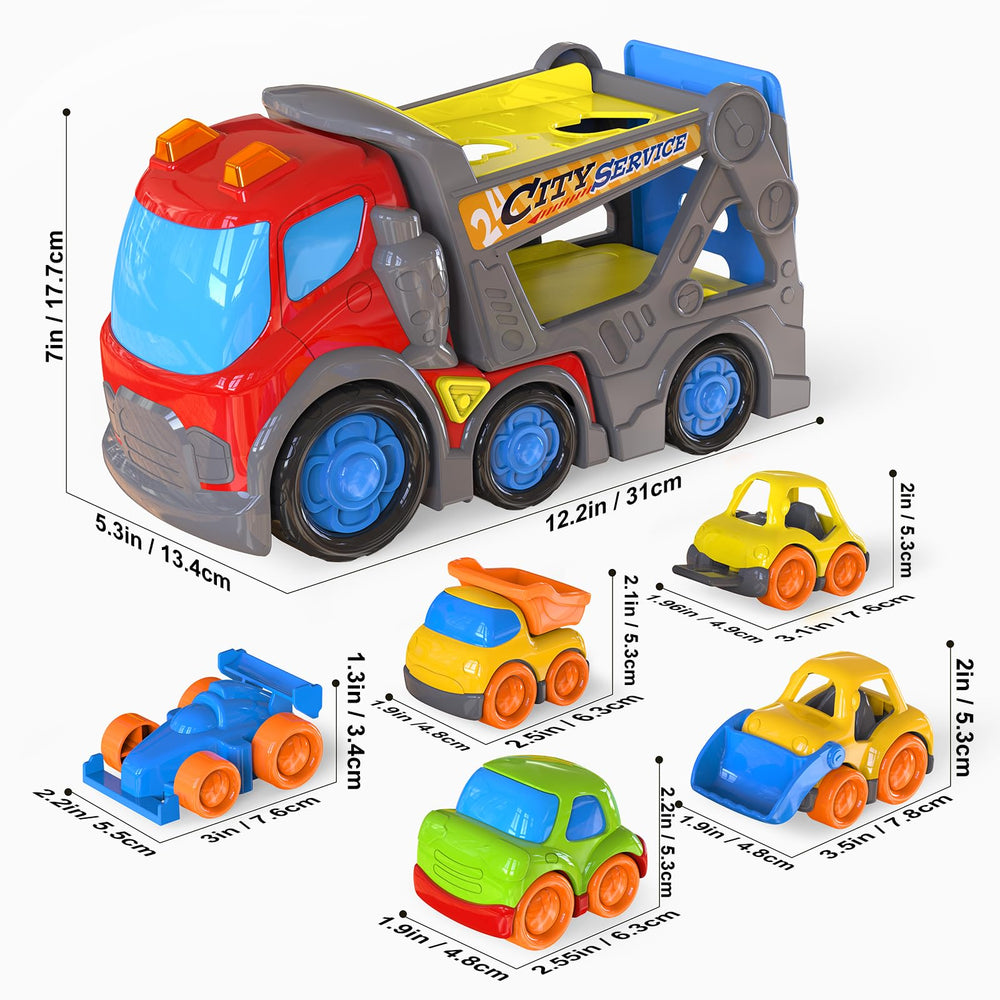 P&C carrier truck front angle showcases durable design for safe toddler play.