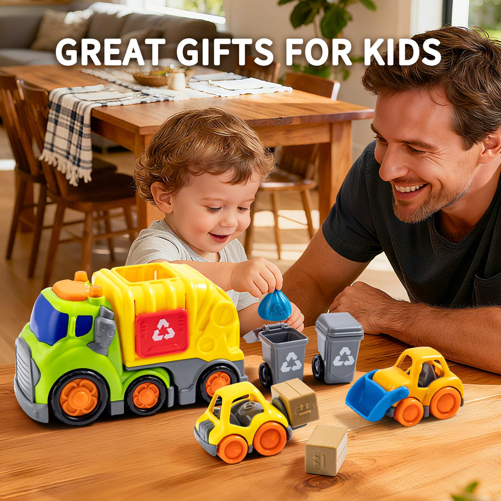 P&C educational trash truck set with lights and sounds enhances interactive play.