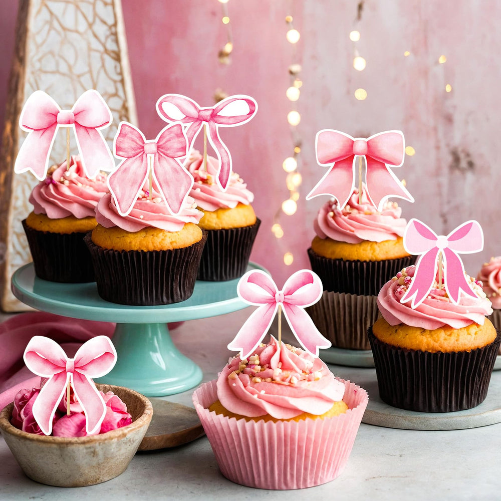 PCTCSHQ pink bow toppers come in multiple designs to suit your event theme