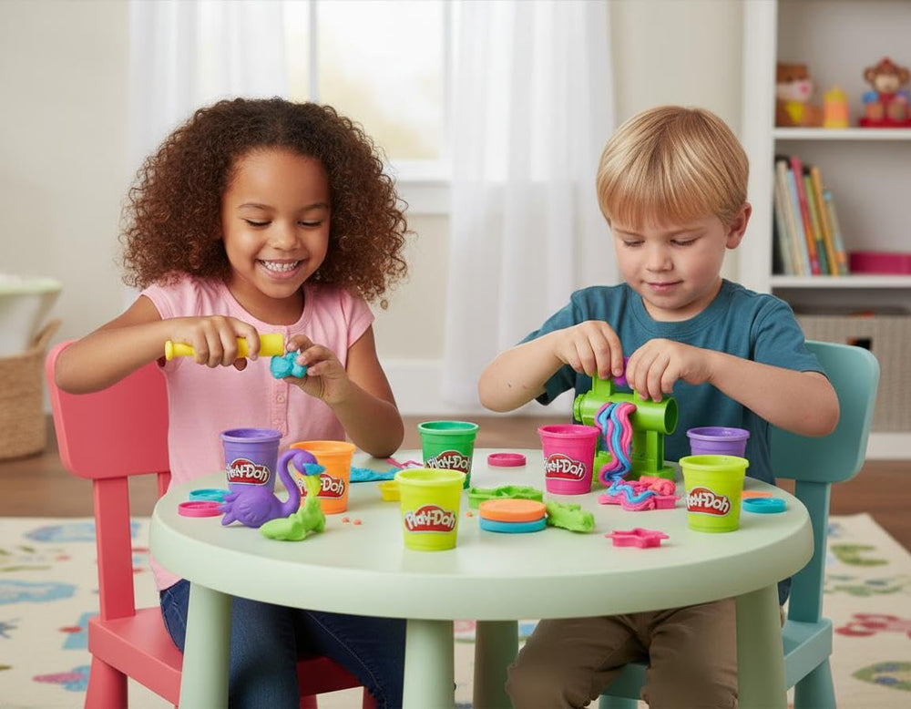 PD Play-Doh neon colors display packaging to attract young creators.