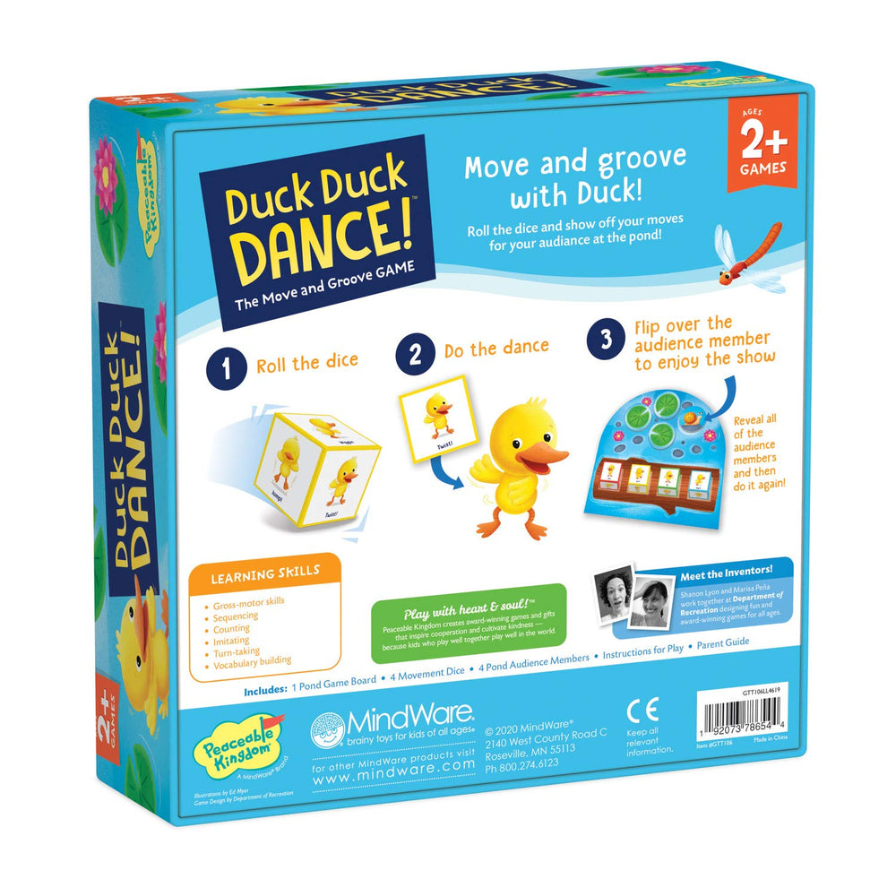 Peaceable Kingdom Duck Duck Dance toddler-friendly game supports early learning.
