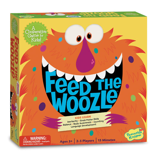 Peaceable Kingdom Feed the Woozle woozle figure promotes cooperative play and taking turns.