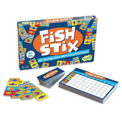 Peaceable Kingdom Fish Stix box front, featuring colorful fish and kid-friendly artwork for quick play
