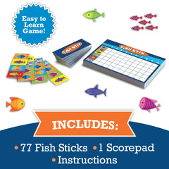 Peaceable Kingdom Fish Stix instructions panel showing simple setup for families