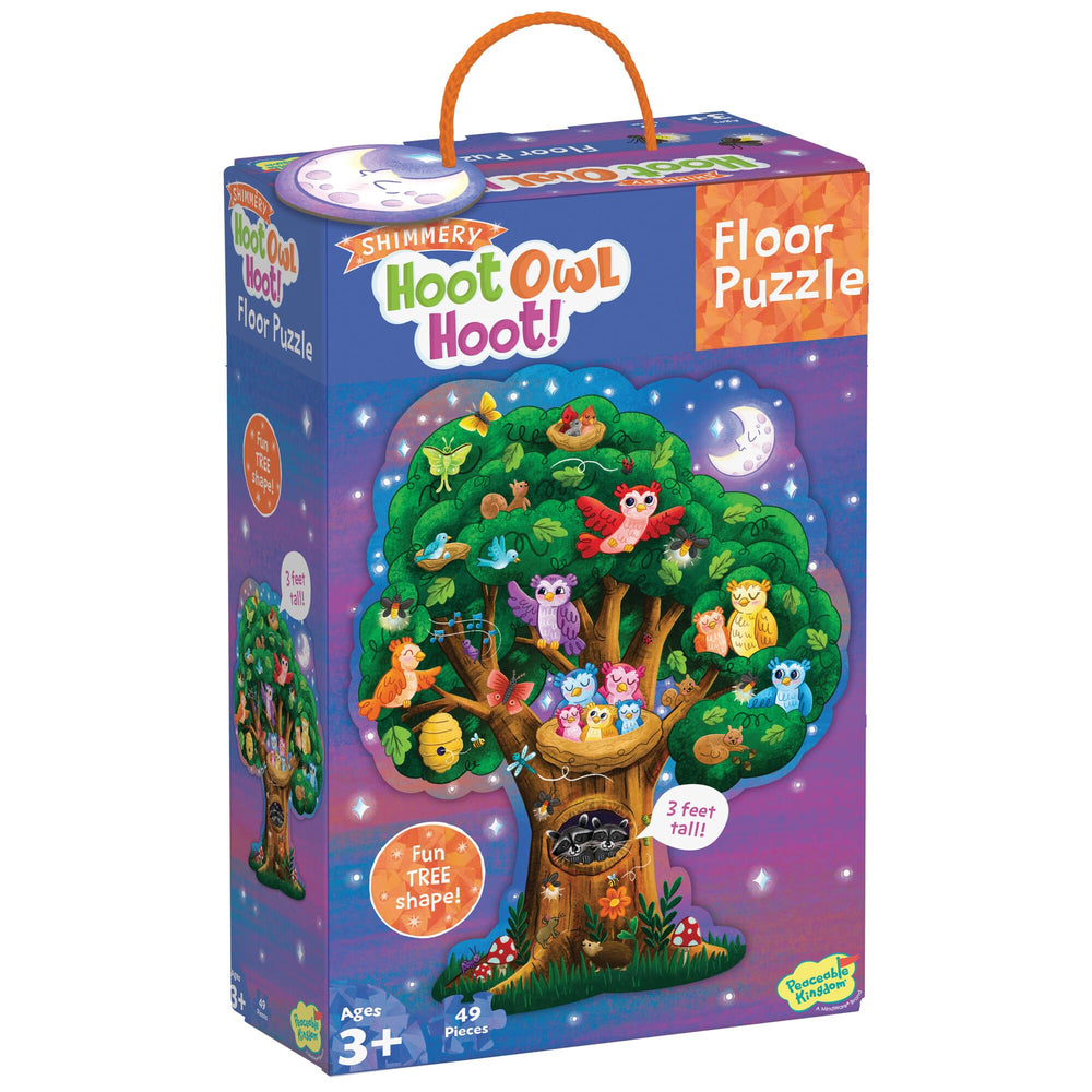 Peaceable Kingdom Hoot Owl Floor Puzzle with giant pieces for collaborative learning.