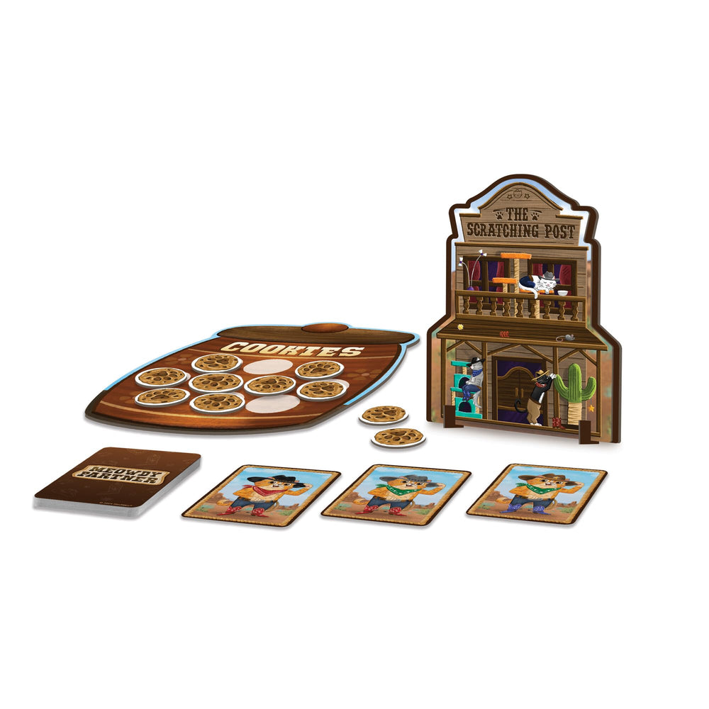 Peaceable Kingdom Meowdy Cowboy Cat Cards with colorful visuals for preschoolers.