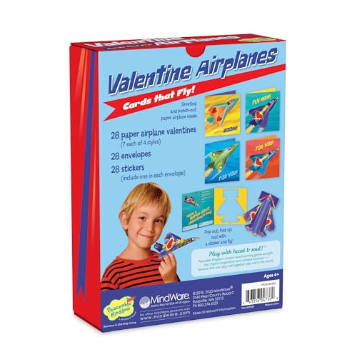 Peaceable Kingdom paper plane valentines design 3 with envelopes for easy gifting.