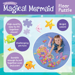 Peaceable Kingdom Shimmery Mermaid Floor Puzzle shows sea creatures for imaginative play.