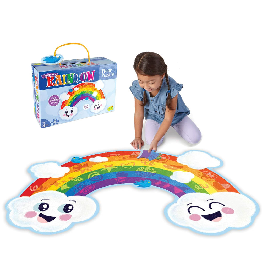 Peaceable Kingdom Shimmery Rainbow Puzzle with foil accents for bright floor play.