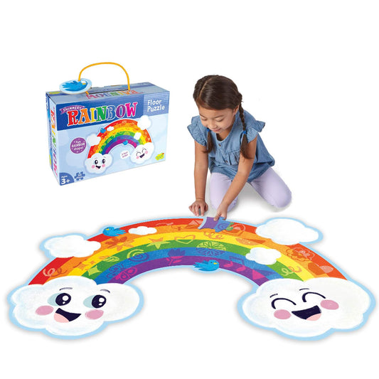 Peaceable Kingdom Shimmery Rainbow Puzzle with foil accents for bright floor play.