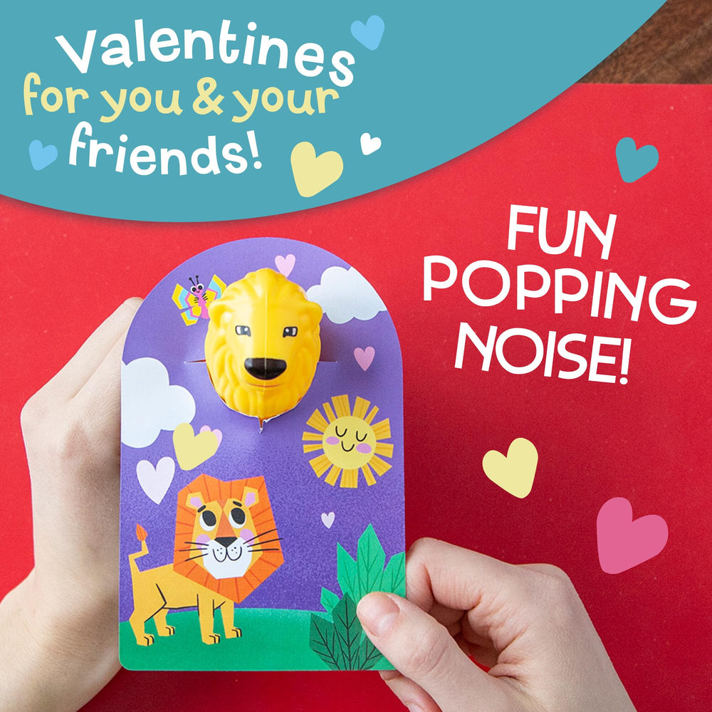 Peaceable Kingdom giraffe Valentine tube popper boosts sensory exploration and sharing.
