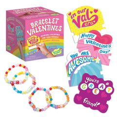 Peaceable Kingdom valentines box with 28 bracelets for classroom exchanges.
