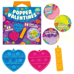 Peaceable Kingdom Valentines heart popper card design for classroom gift, promotes playful focus.