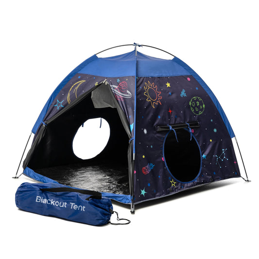 Peaceful Playtime blackout tent close-up showing sturdy fabric and quick setup.