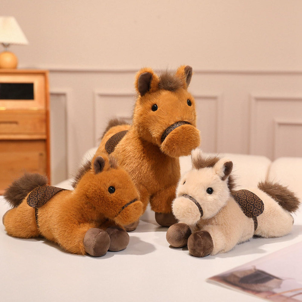 PEACH CAT horse plush in a cozy room setting, charming decor idea.