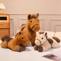 PEACH CAT horse plush in a cozy room setting, charming decor idea.
