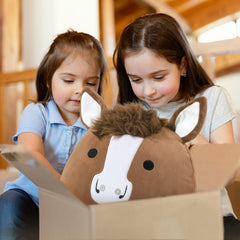 Peach Cat Quarter Horse plush as a home decor ornament.