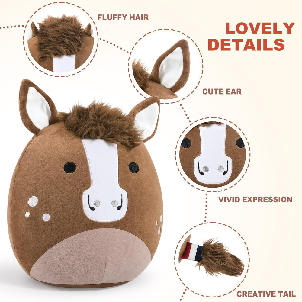 Peach Cat Quarter Horse plush tail detail adds charm to shelves.