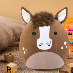 Peach Cat Quarter Horse plush, machine-washable with gentle care.