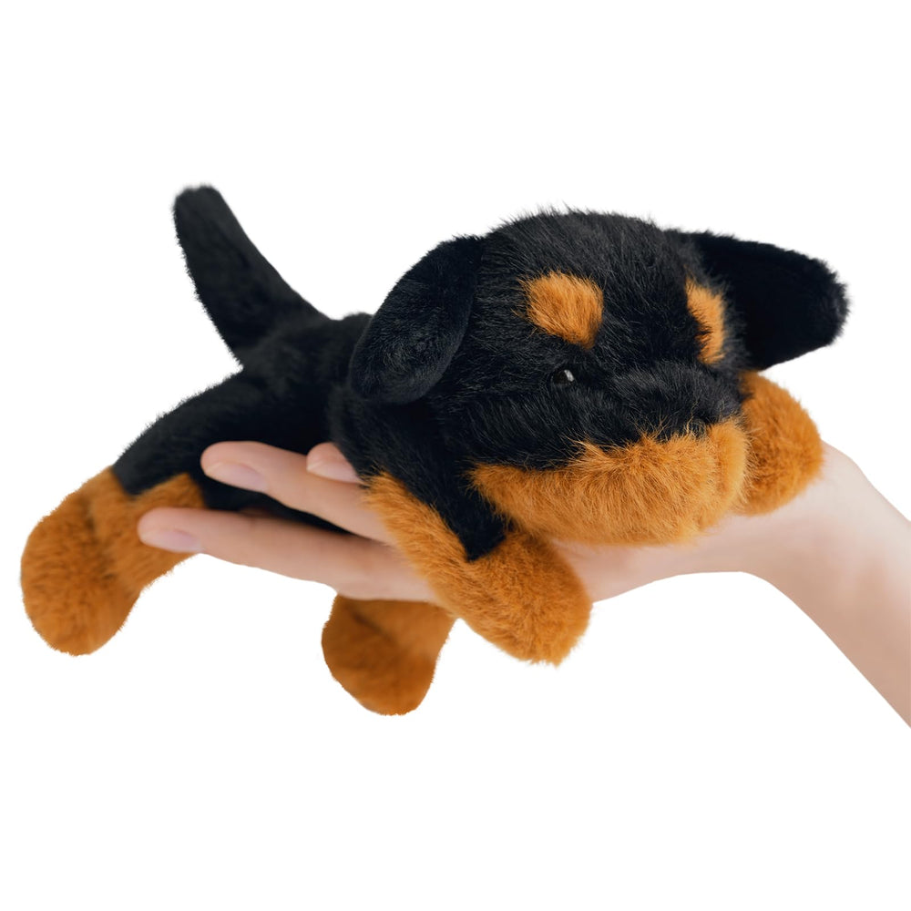 PEACH CAT Rottweiler plush, 7.8-inch cuddle buddy with a gentle weight.