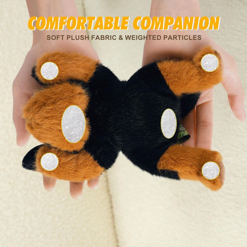 PEACH CAT Rottweiler plush in soft fabric for cozy hugs.