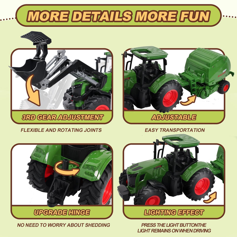Peagprav Farm Tractor Toy Barn playset enhances role-play and storytelling skills.