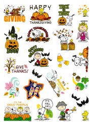 Peanuts Snoopy Charlie Brown Thanksgiving sticker sheet for seasonal memory keeping