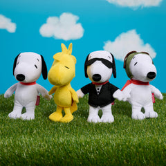 Peanuts Snoopy Flying Ace plush displayed on shelf, gift-ready.