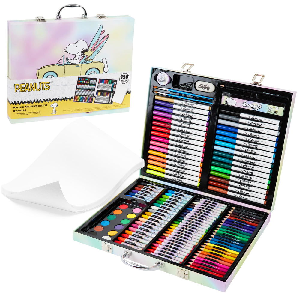 Peanuts Snoopy inspiration art case with pencils for budding artists to practice color blending.